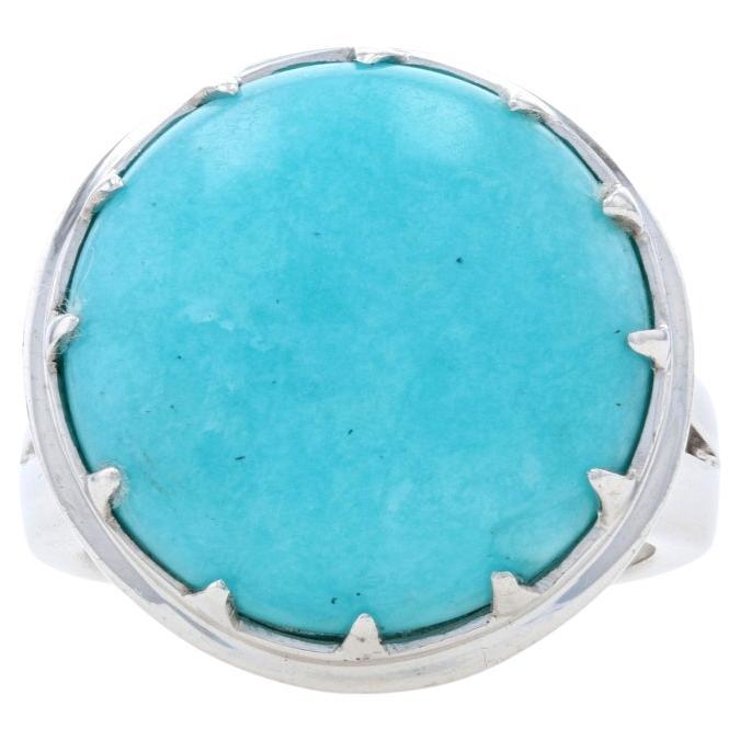 NEW Yours by Loren Amazonite Ring - Sterling Silver Cocktail Size 8 Blue For Sale