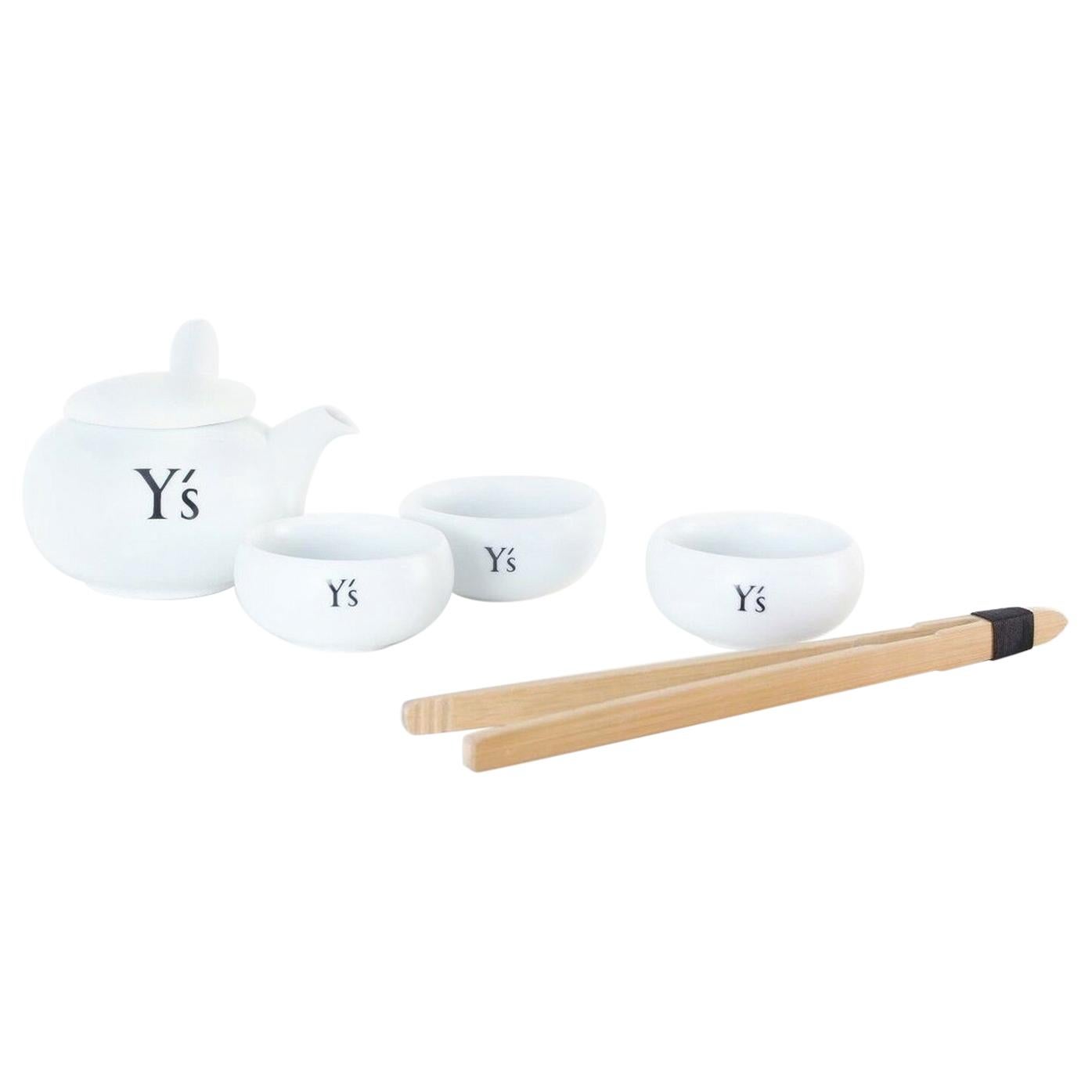 new Y'S YOHJI YAMAMOTO monogram logo white ceramic china tea cup pot set