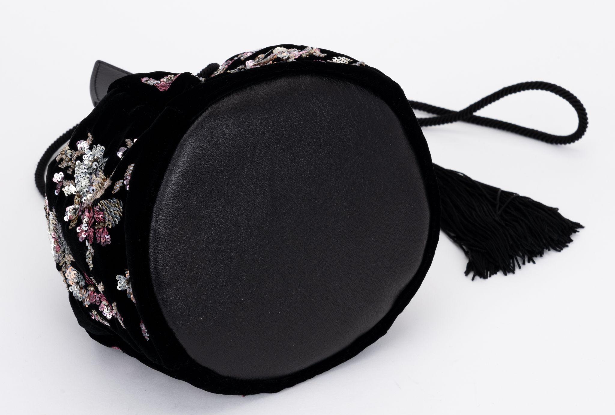 New Ysl Black Embroidered Bucket Bag In New Condition For Sale In West Hollywood, CA