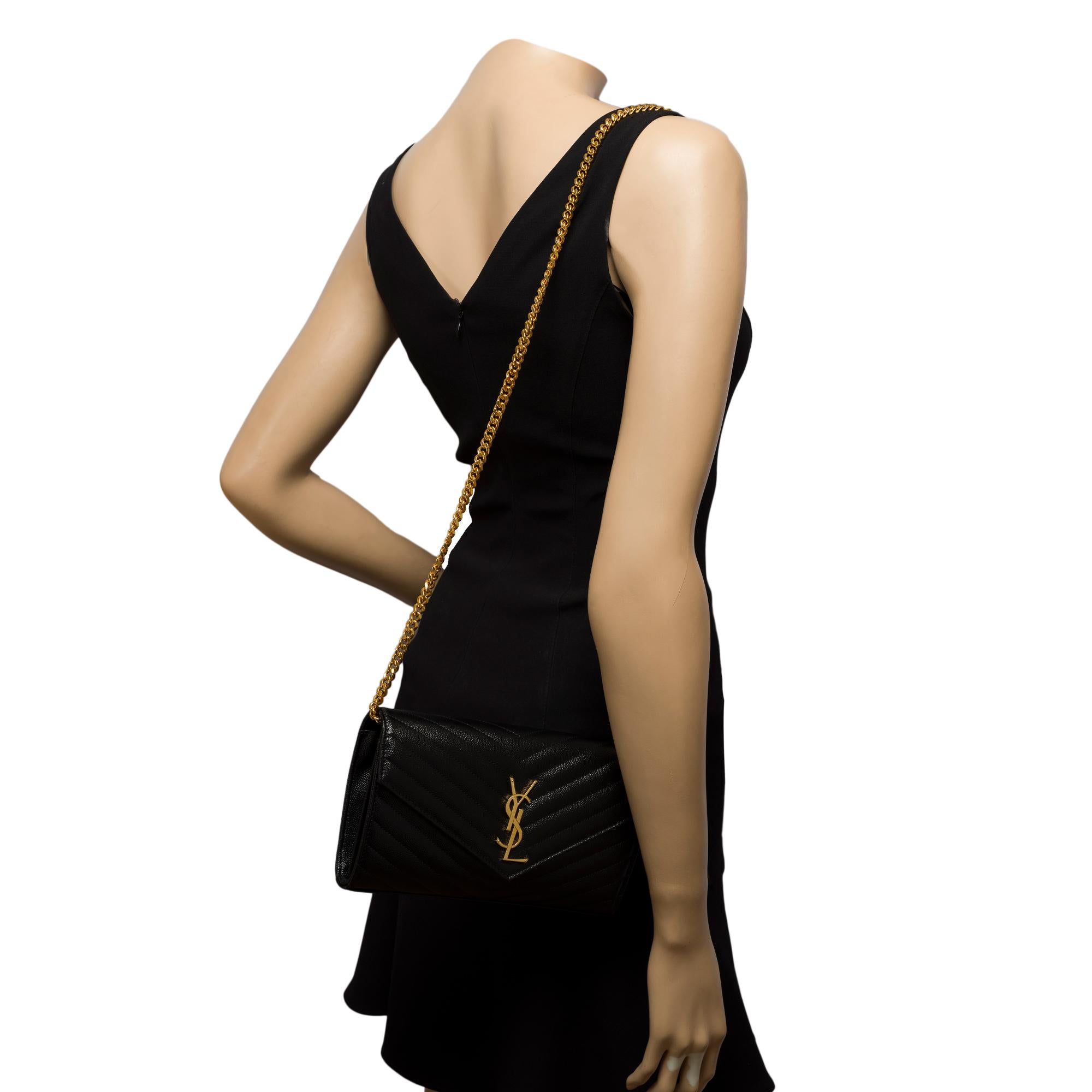 New YSL Pochette Cassandre classic shoulder bag in Black leather, GHW 9