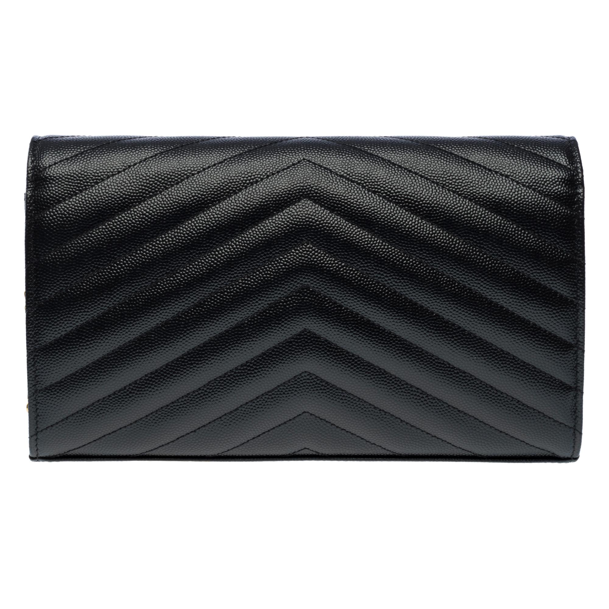 Women's New YSL Pochette Cassandre classic shoulder bag in Black leather, GHW