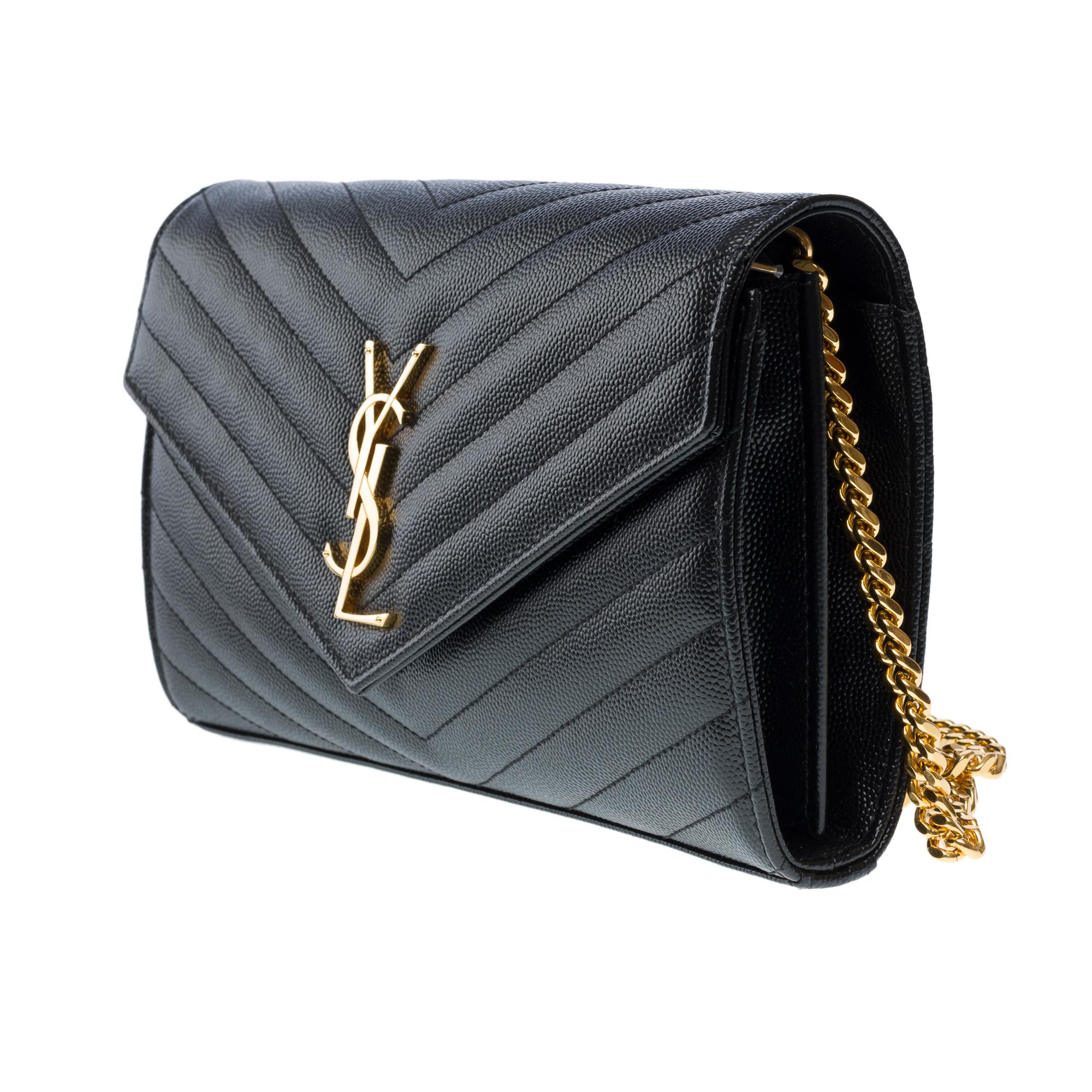 New YSL Pochette Cassandre classic shoulder bag in Black leather, GHW 1