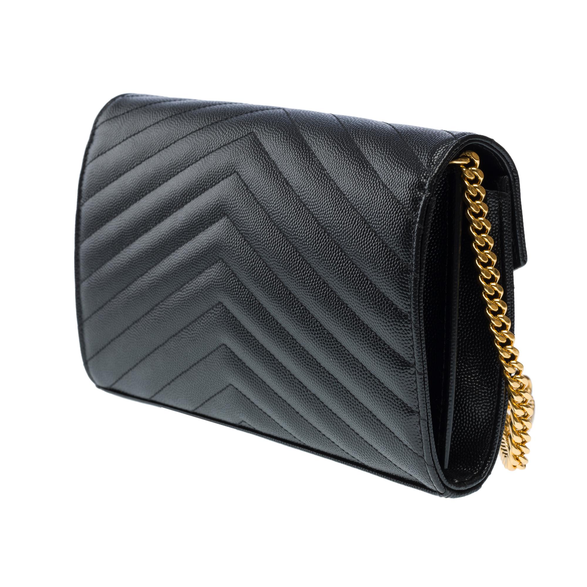 New YSL Pochette Cassandre classic shoulder bag in Black leather, GHW 2
