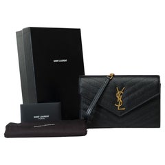 New YSL Pochette Cassandre classic shoulder bag in Black leather, GHW