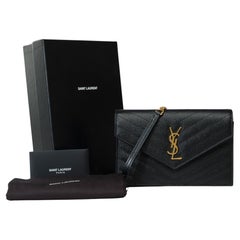 Used New YSL Pochette Cassandre classic shoulder bag in Black leather, GHW