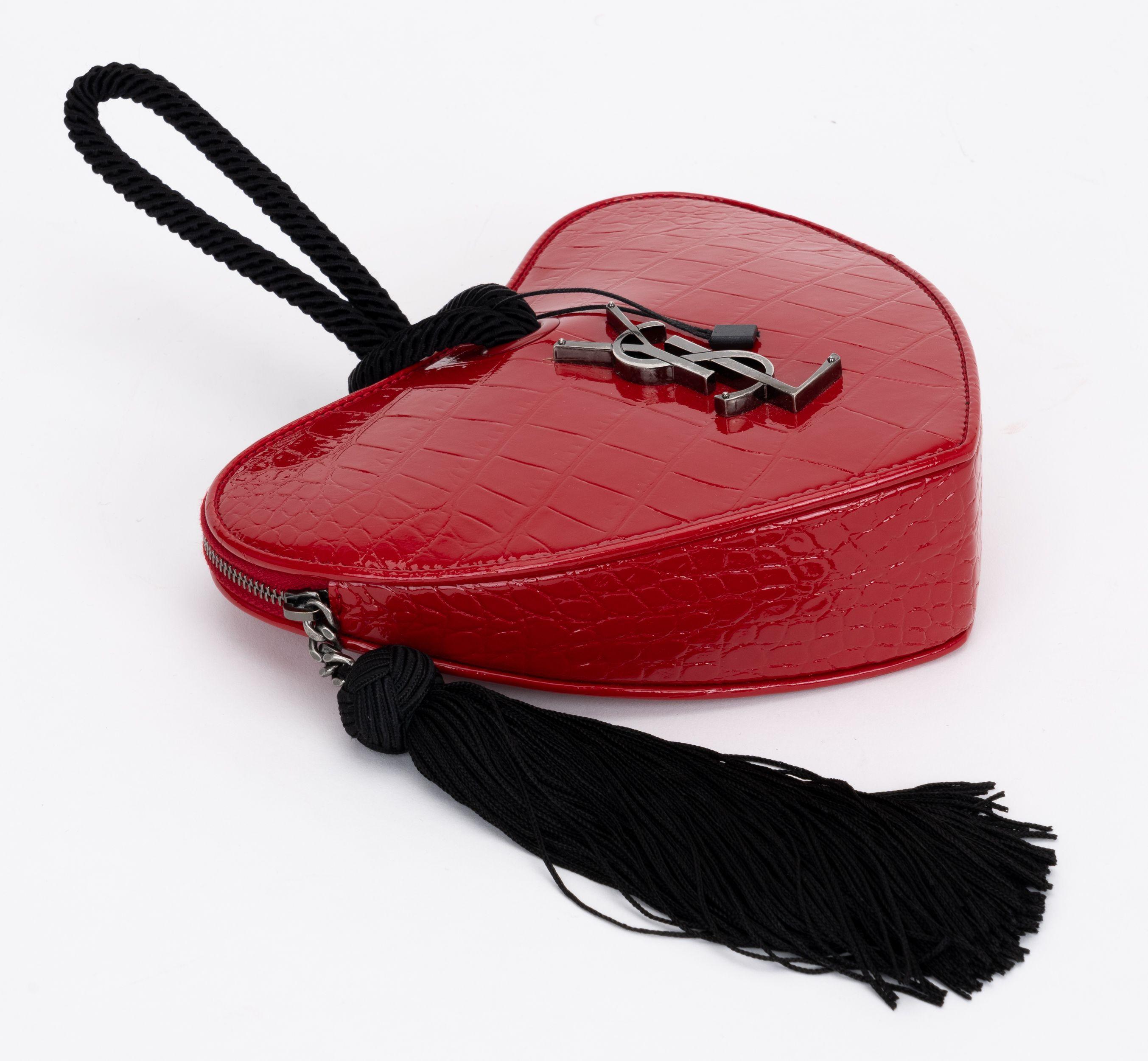New YSL Red Croc Embosset Heart Bag 1