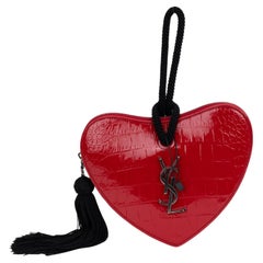 New YSL Red Croc Embosset Heart Bag