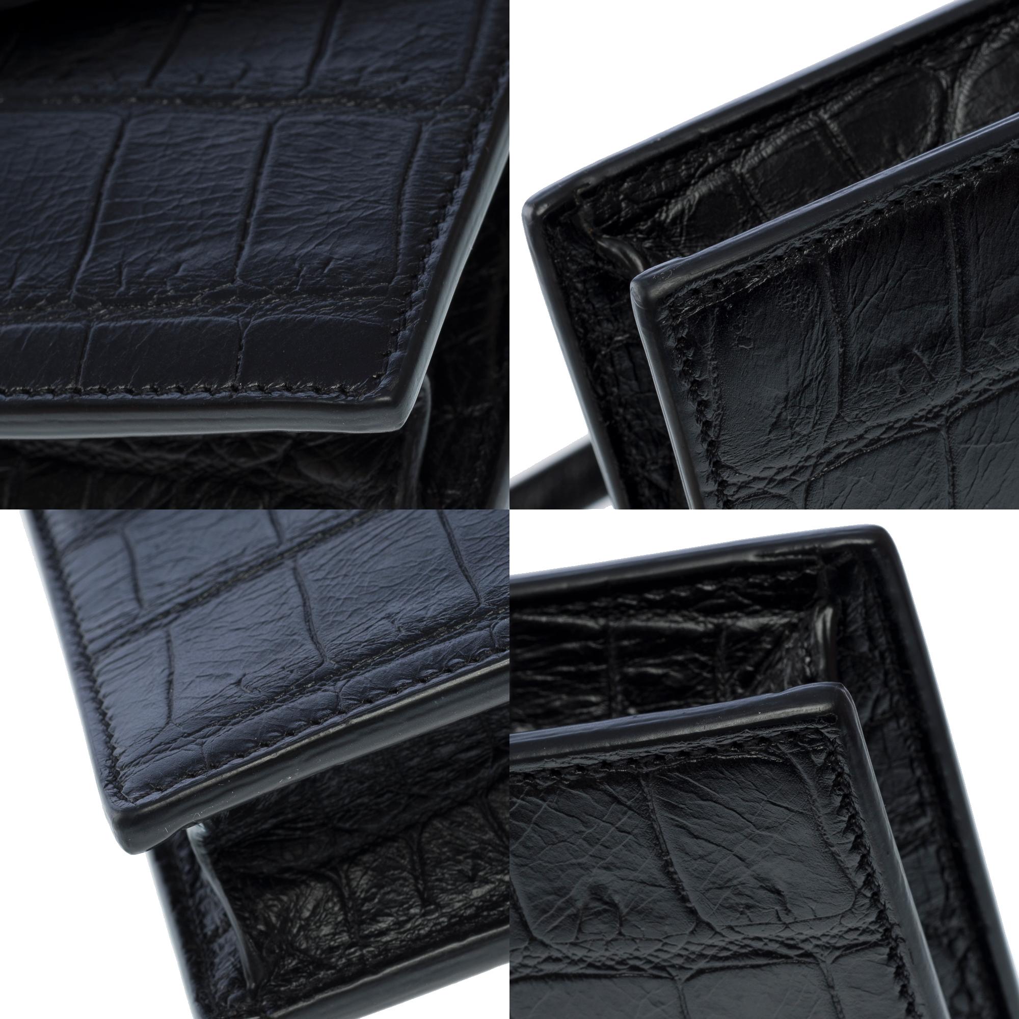 New YSL Wallet Enveloppe in black leather printed crocodile , BHW For Sale 7