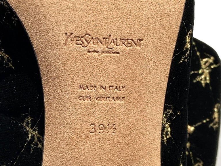 New Yves Saint Laurent Black Velvet Gold Crest Embroidery  display picture 1