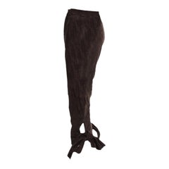 NEW Yves Saint Laurent Tom Ford 2002 Brown Leather Bow-Tie "Pirate" Pants 38