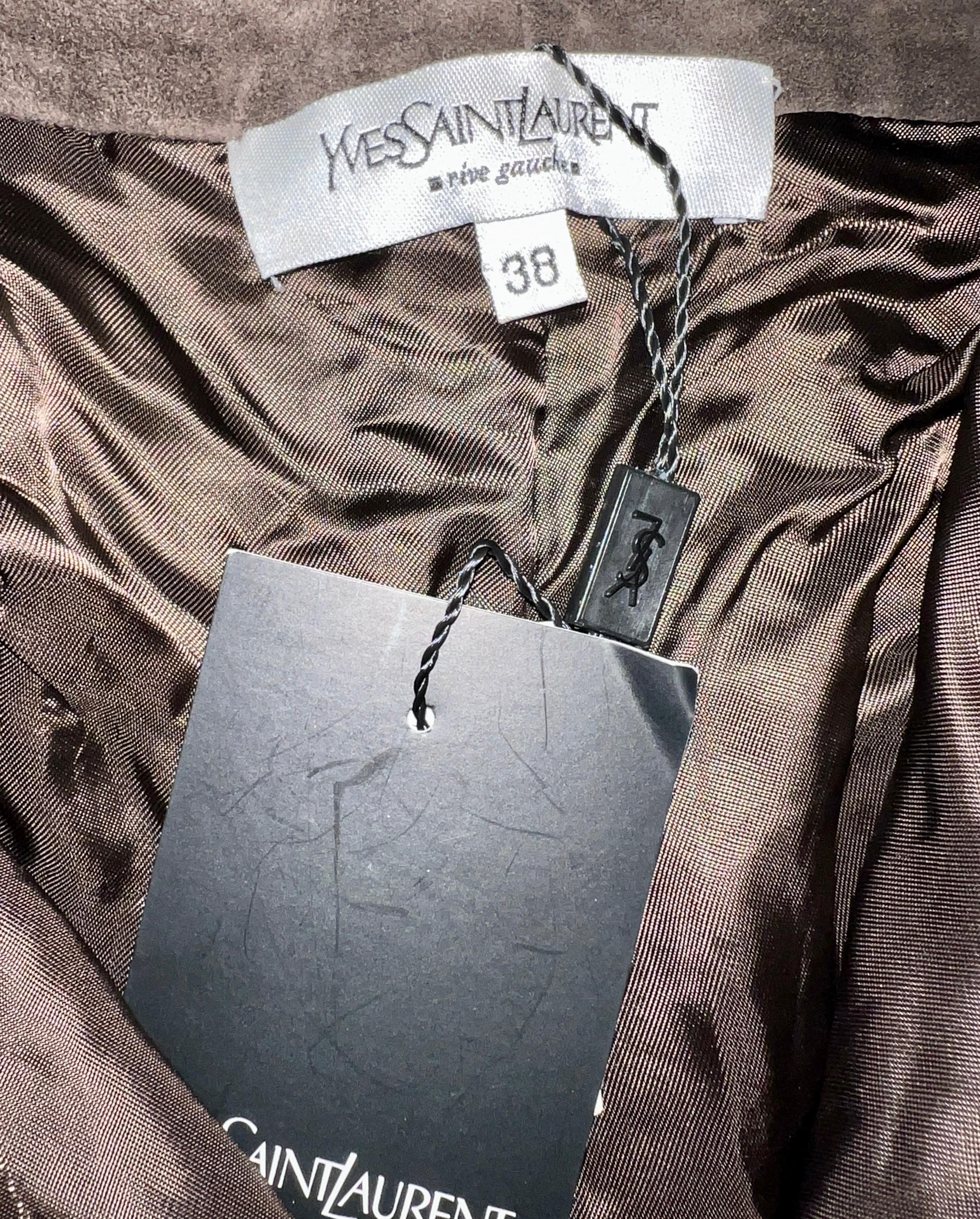Yves Saint Laurent Tom Ford - Pantalon « Pirate » en cuir marron avec nœud papillon, taille 38, automne-hiver 2002, état neuf Pour femmes en vente