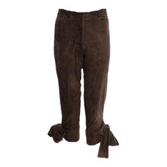 NEW Yves Saint Laurent by Tom Ford FW 2002 Brown Leather Bow-Tie "Pirate" Pants