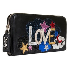 New Yves Saint Laurent Limited Edition Black Calf Leather 'Love' Wallet