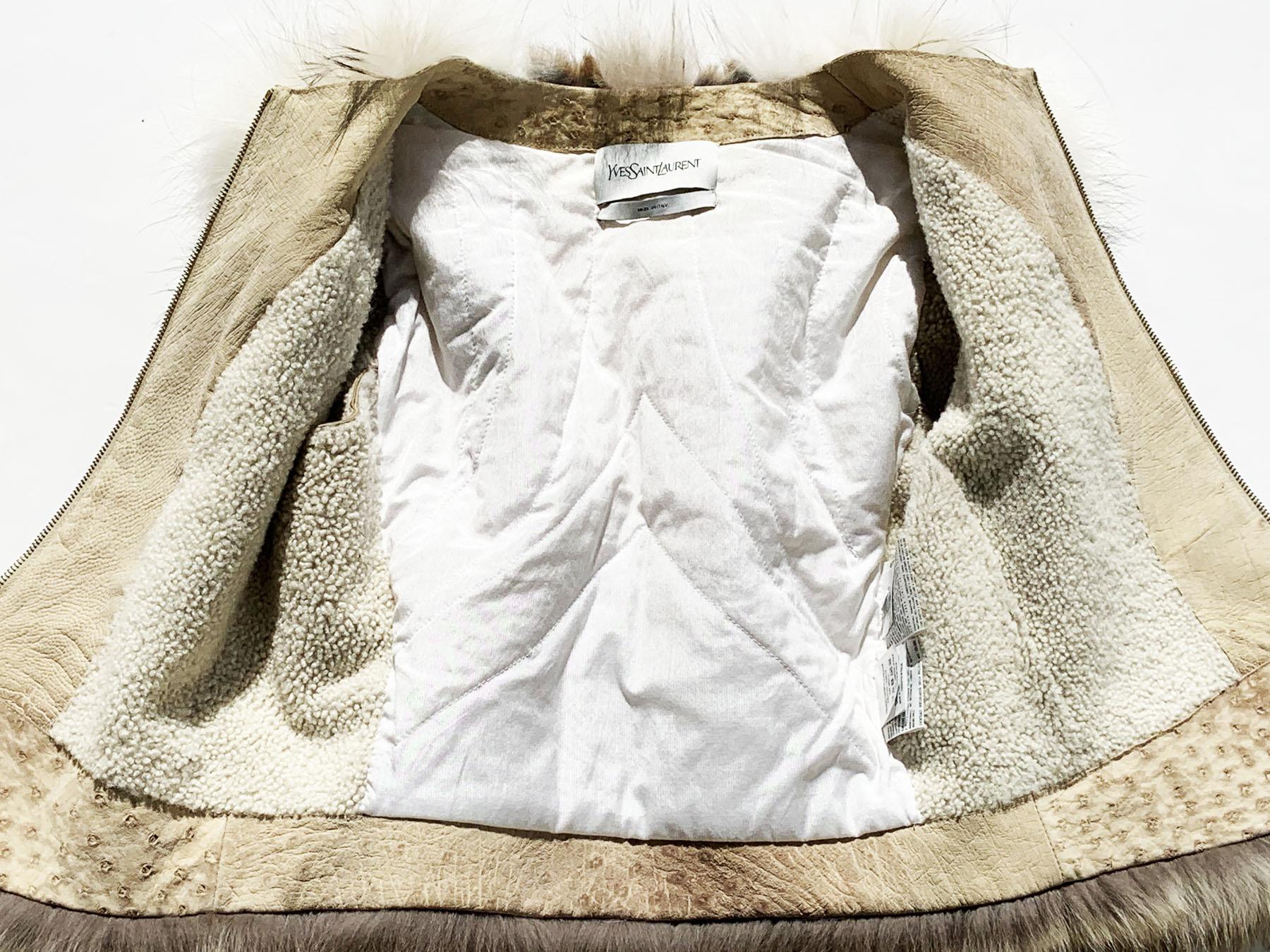 Donna New Yves Saint Laurent - Giacca in pelliccia di struzzo, volpe e coniglio 40 - US 4
