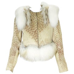 New Yves Saint Laurent Ostrich Shearling Fox Rabbit Fur Jacket It 40 - US 4