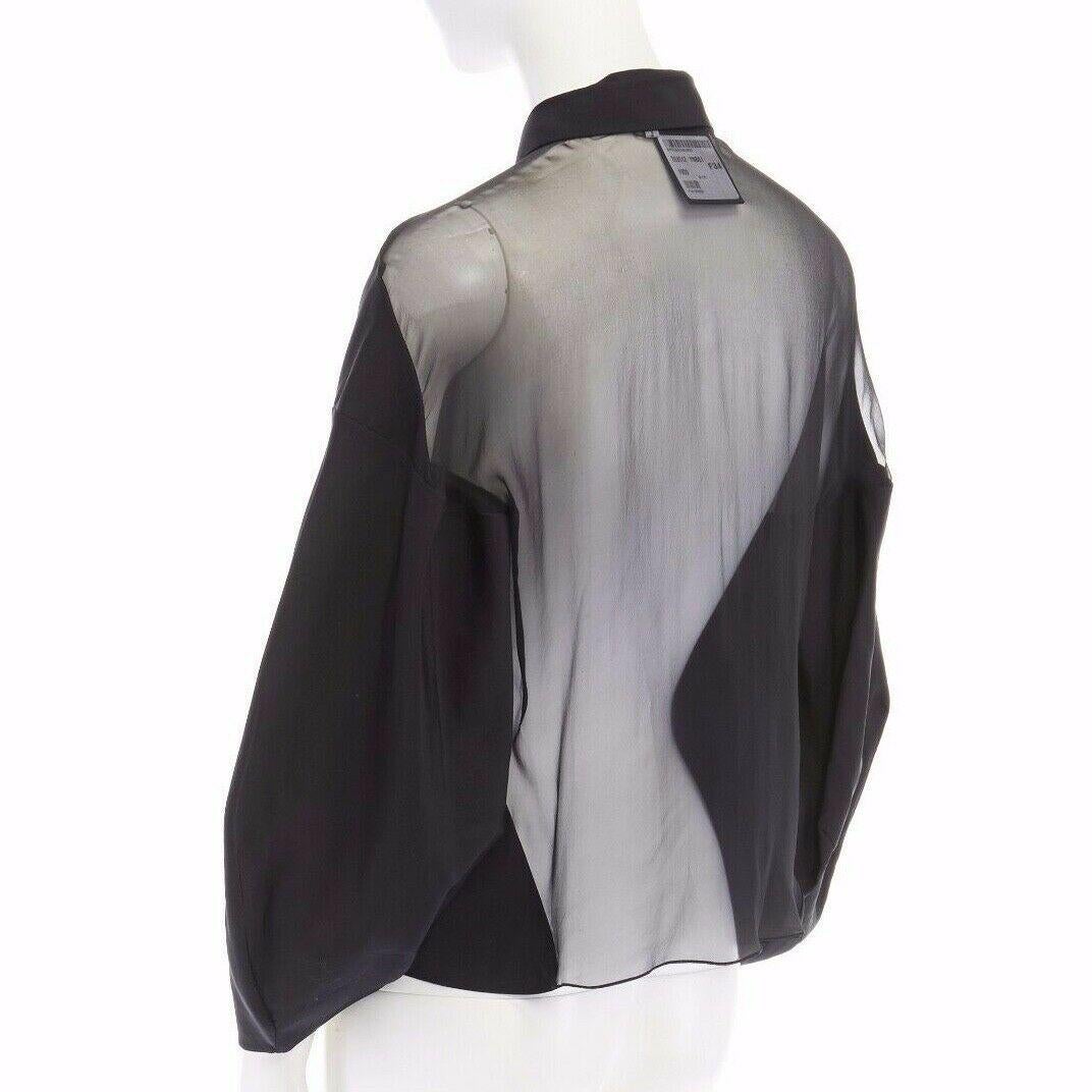 new YVES SAINT LAURENT PILATI sheer back balloon sleeves cotton shirt FR34 XS 1