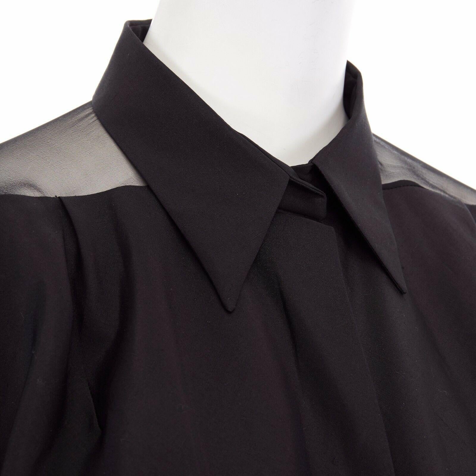 new YVES SAINT LAURENT PILATI sheer back balloon sleeves cotton shirt FR34 XS 3