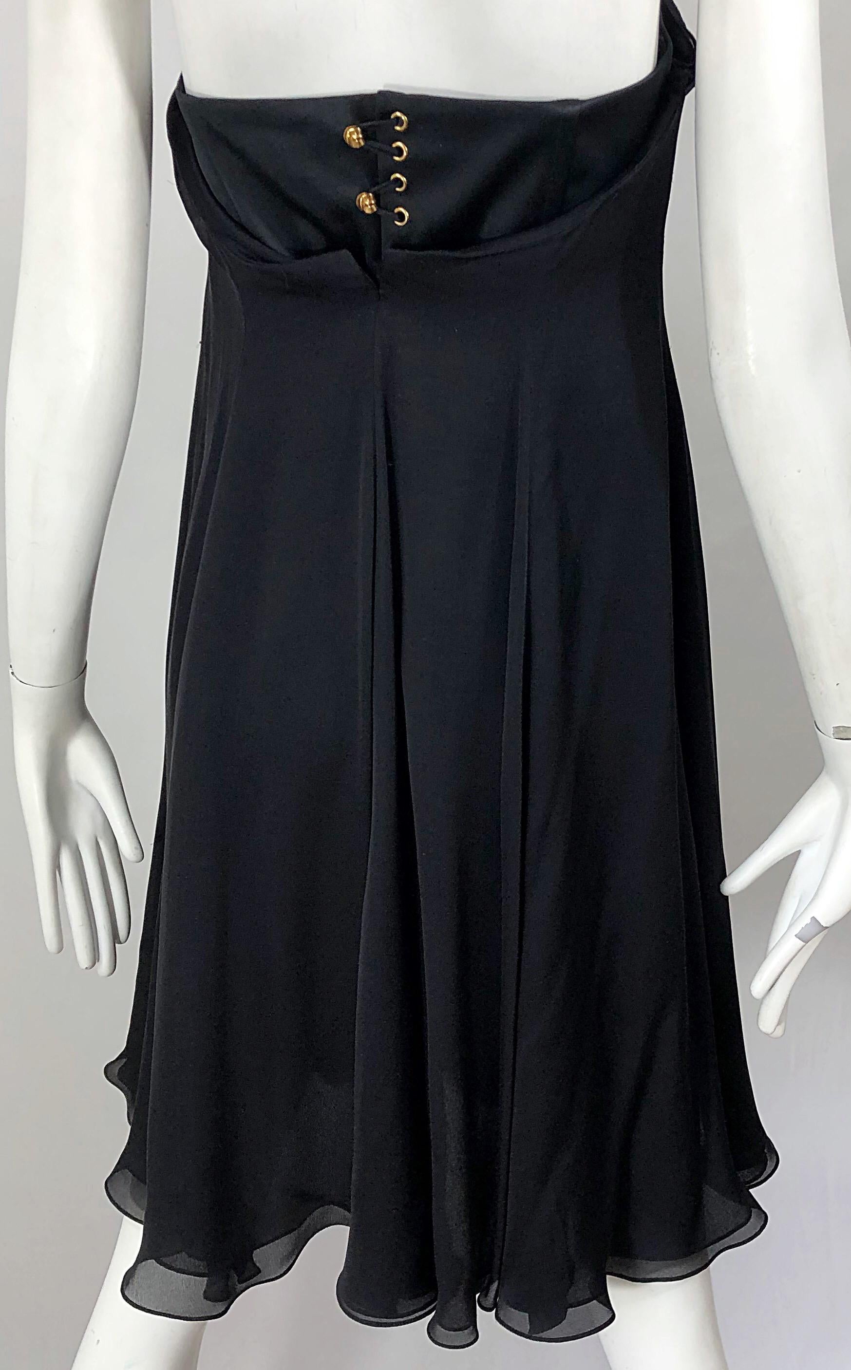 New Yves Saint Laurent Spring 2008 Size 40 / US 8 Black Silk Strapless Dress For Sale 4