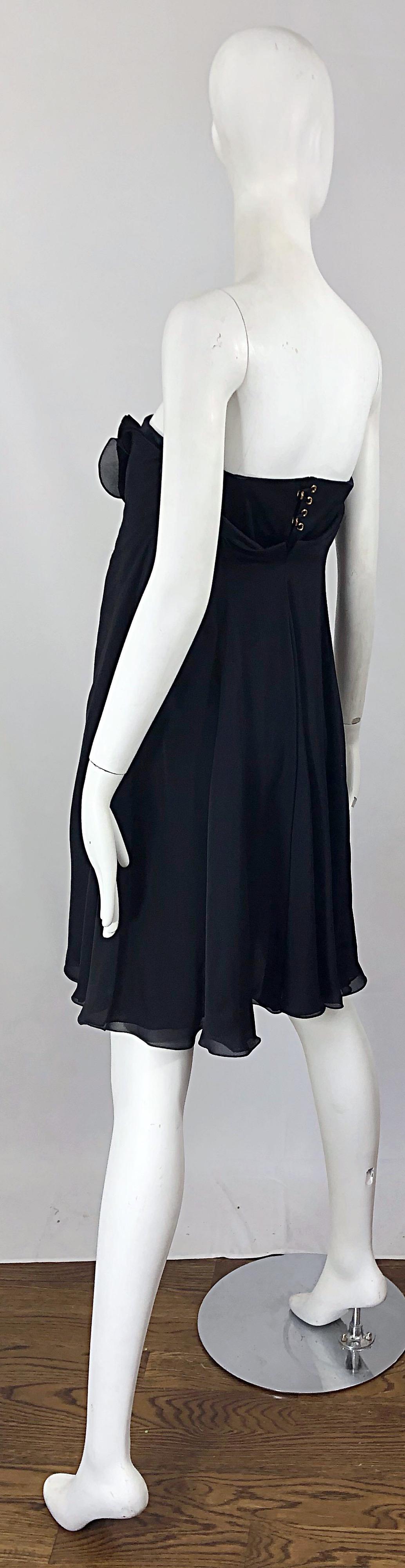 New Yves Saint Laurent Spring 2008 Size 40 / US 8 Black Silk Strapless Dress For Sale 7
