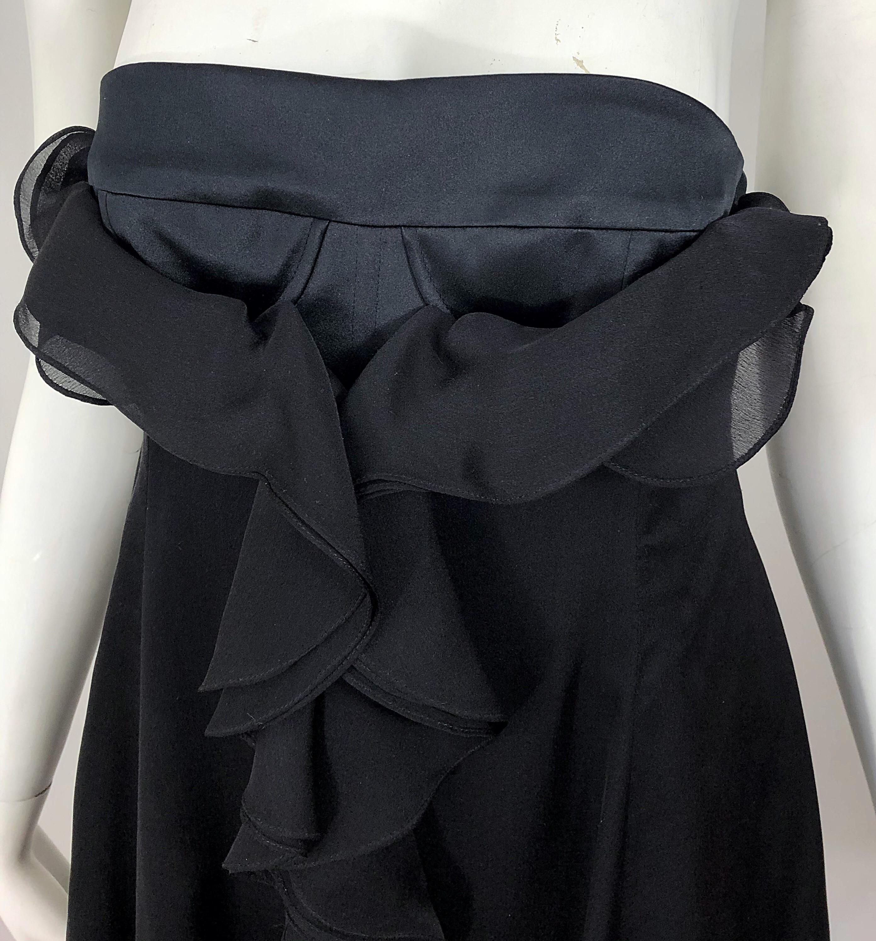 Women's New Yves Saint Laurent Spring 2008 Size 40 / US 8 Black Silk Strapless Dress For Sale
