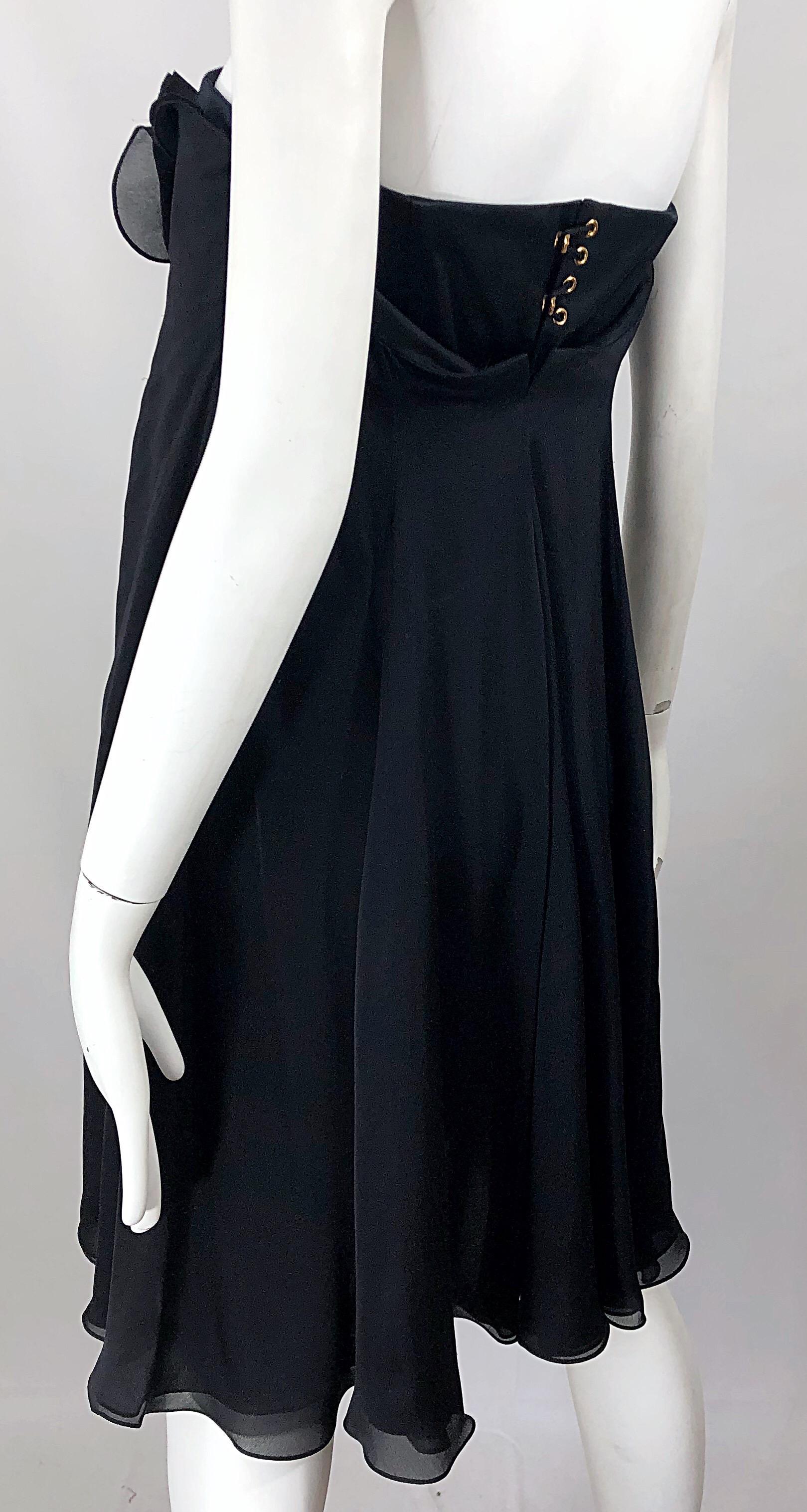 New Yves Saint Laurent Spring 2008 Size 40 / US 8 Black Silk Strapless Dress For Sale 1