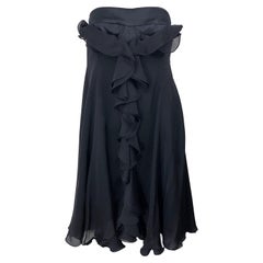 New Yves Saint Laurent Spring 2008 Size 40 / US 8 Black Silk Strapless Dress