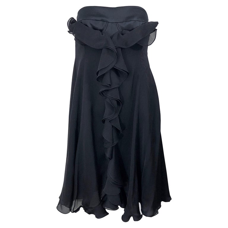 New Yves Saint Laurent Spring 2008 Size 40 / US 8 Black Silk Strapless Dress  For Sale at 1stDibs | size 40 dress in us, french size 40 to us, ysl us