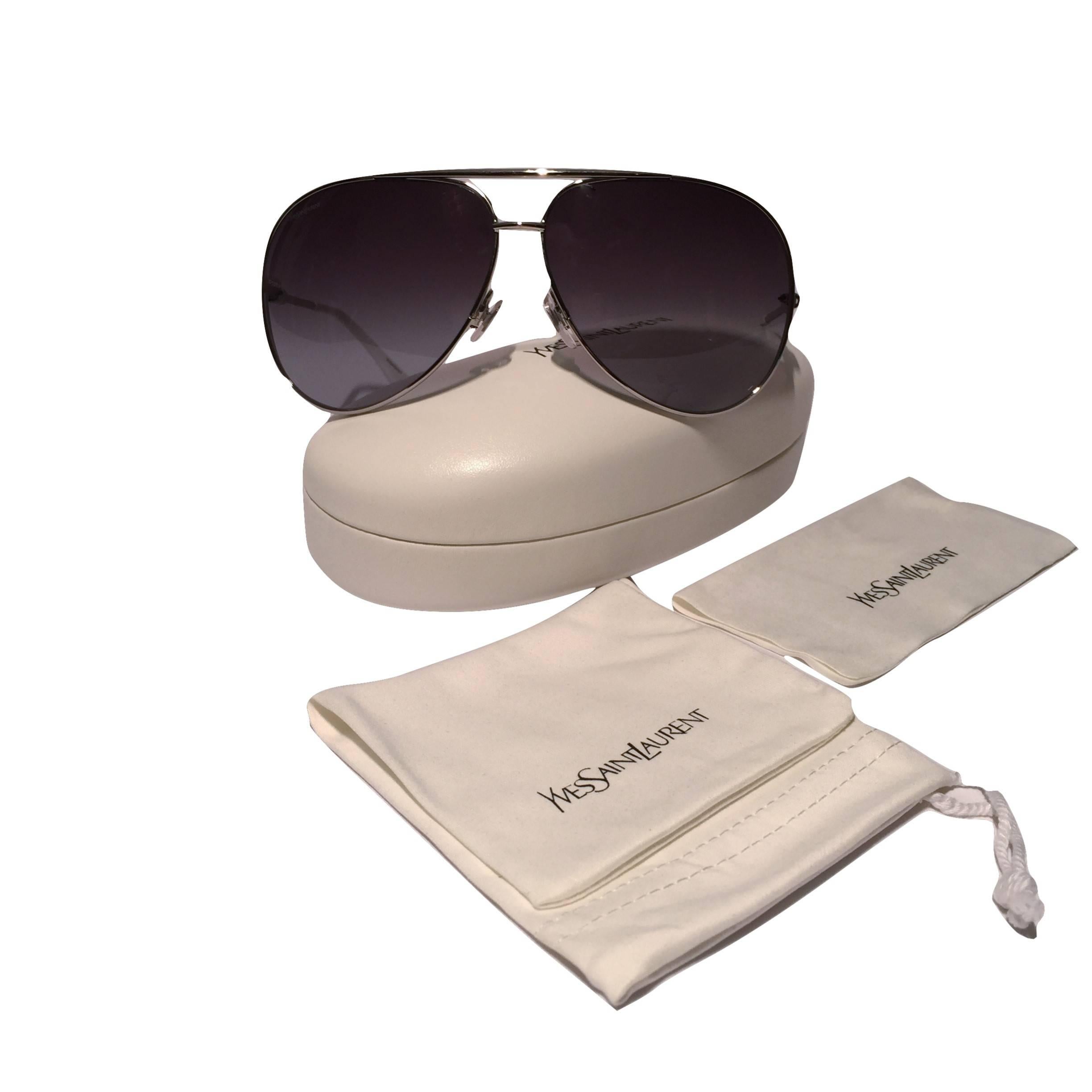Gray New Yves Saint Laurent YSL Aviator Sunglasses  With Case