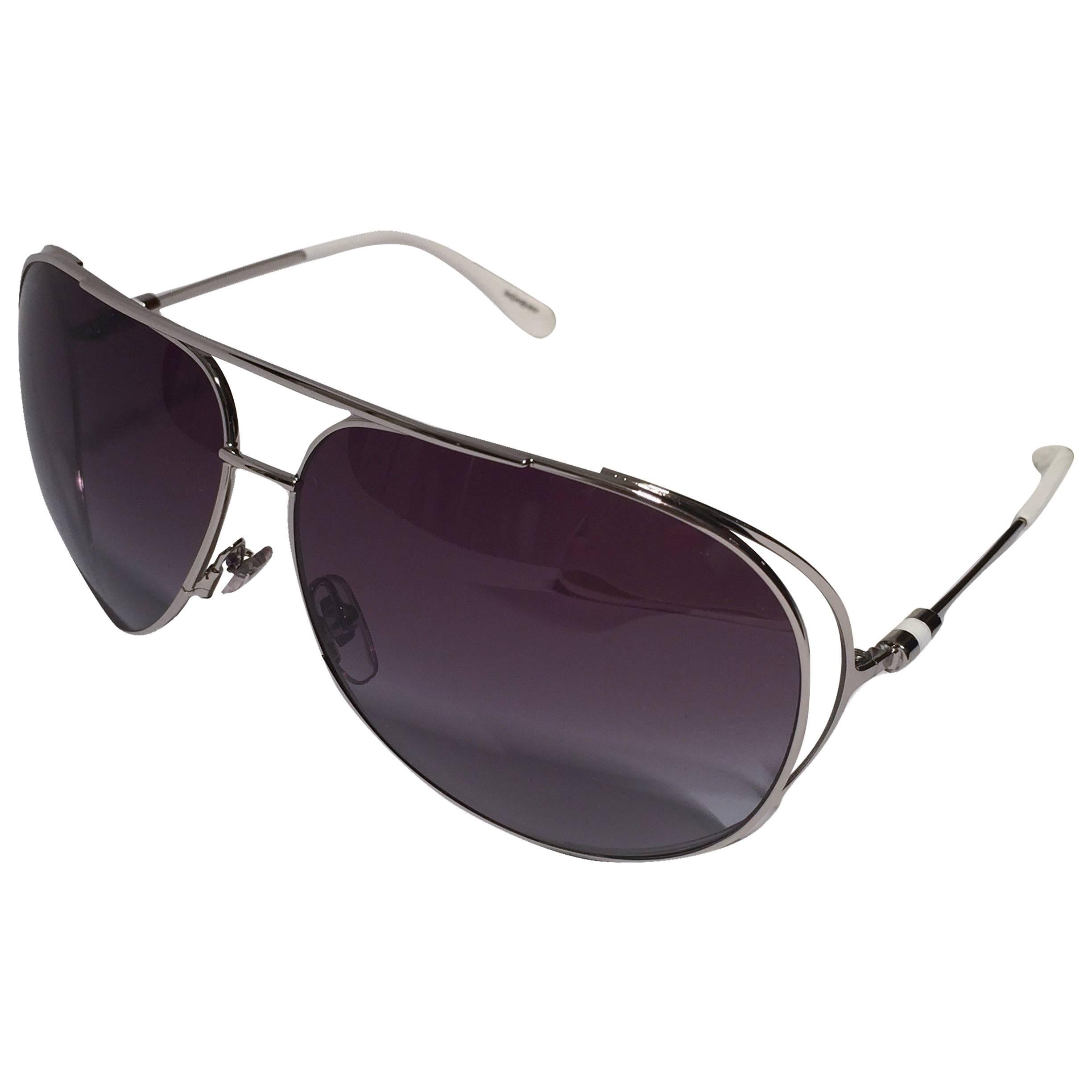Beige New Yves Saint Laurent YSL Aviator Sunglasses  With Case