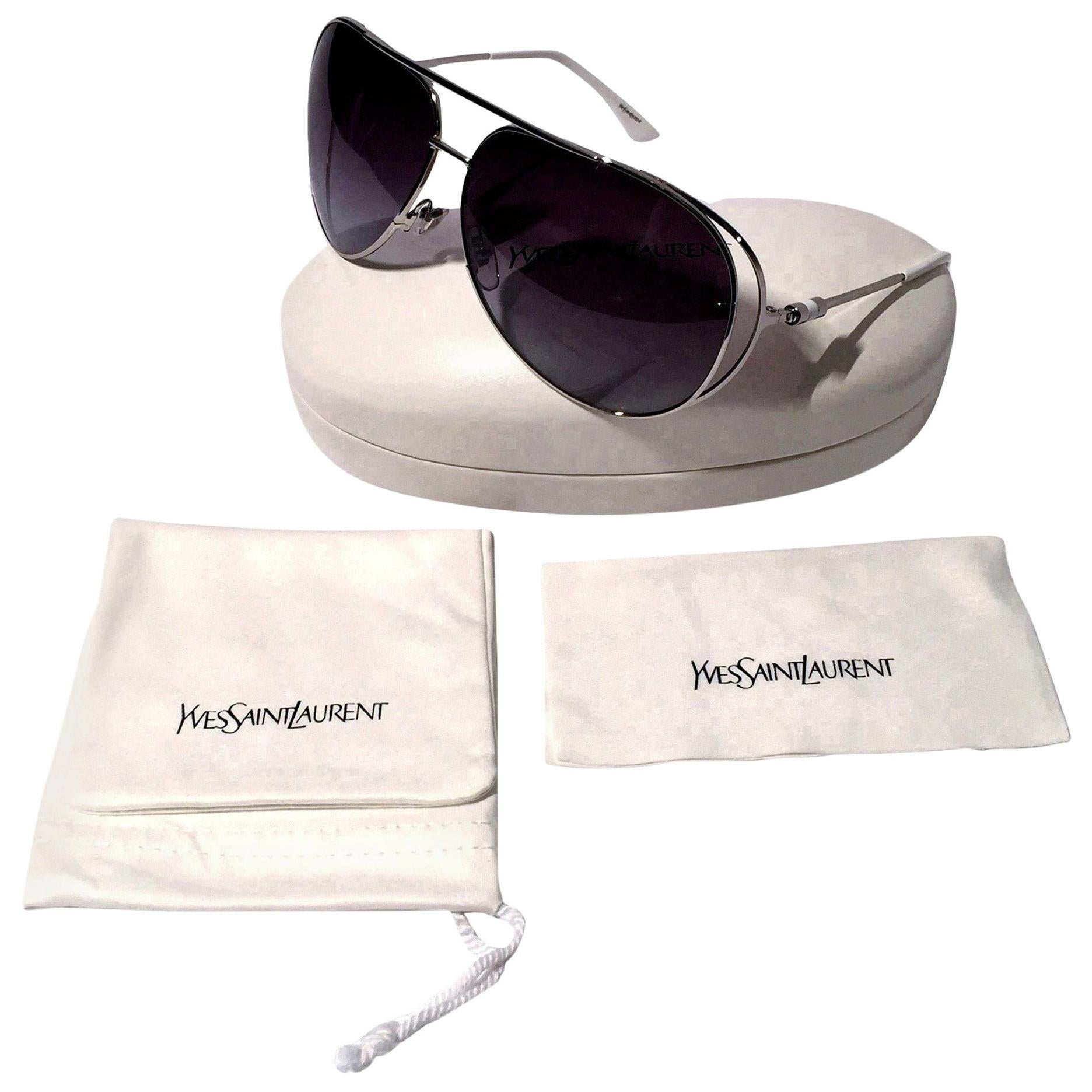 New Yves Saint Laurent YSL Aviator Sunglasses  With Case For Sale