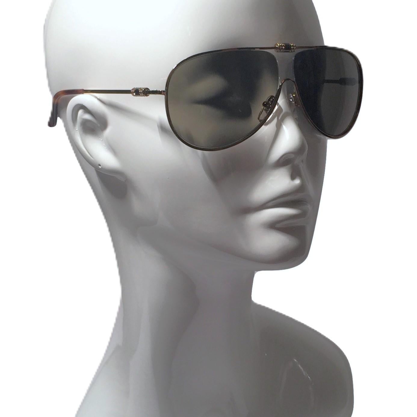 Grigio New Yves Saint Laurent YSL Aviator Occhiali da sole con cristalli Swarovski con custodia in vendita