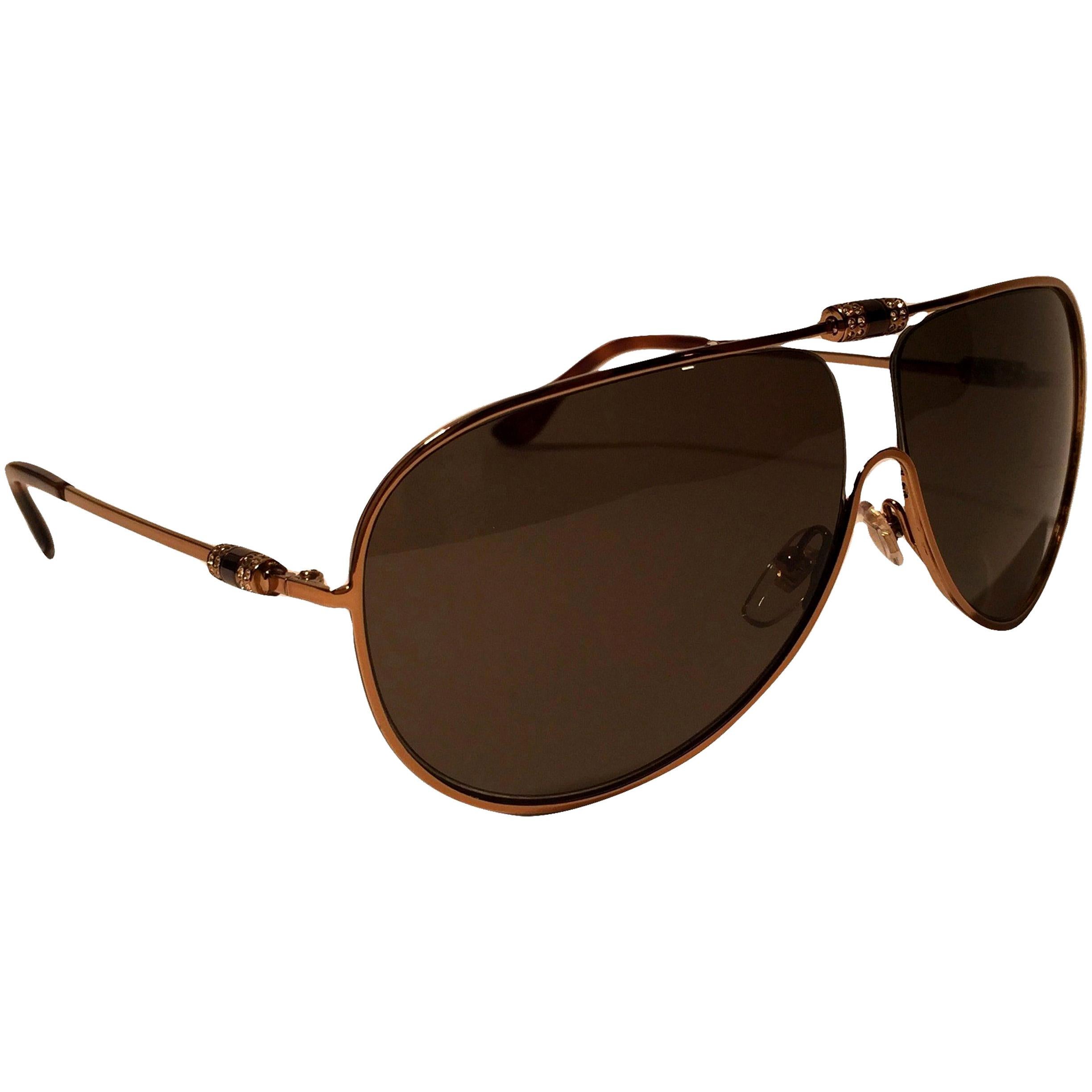 New Yves Saint Laurent YSL Aviator Swarovski Crystal Sunglasses With Case