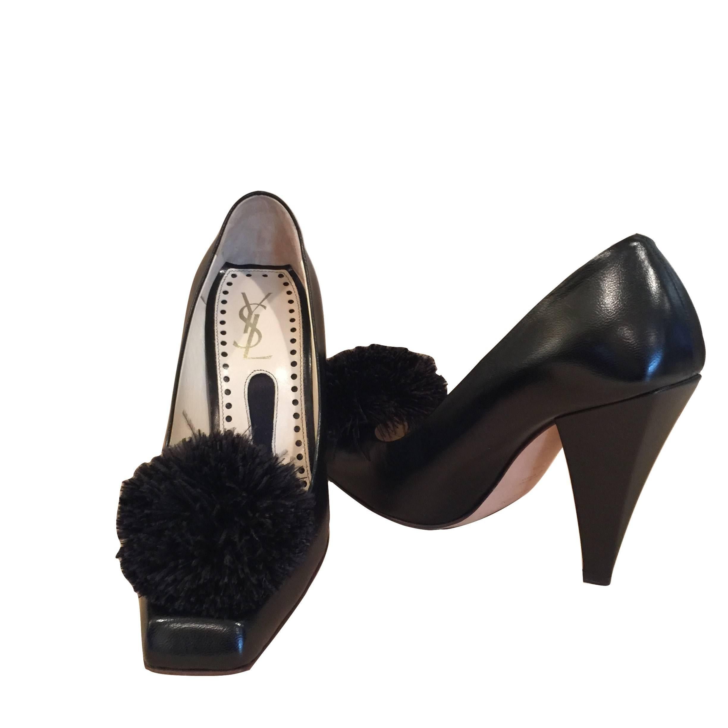 New Yves Saint Laurent YSL Black Heels Pumps Sz 38.5 Featured in Rare Banned Ad 7
