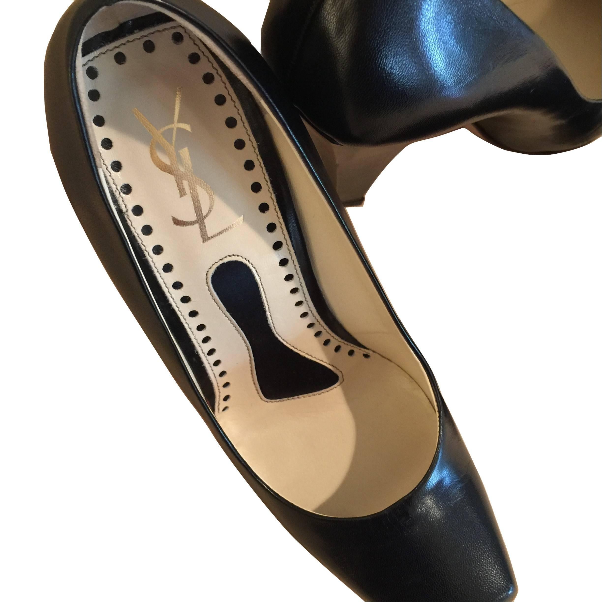 New Yves Saint Laurent YSL Black Heels Pumps Sz 38.5 Featured in Rare ...