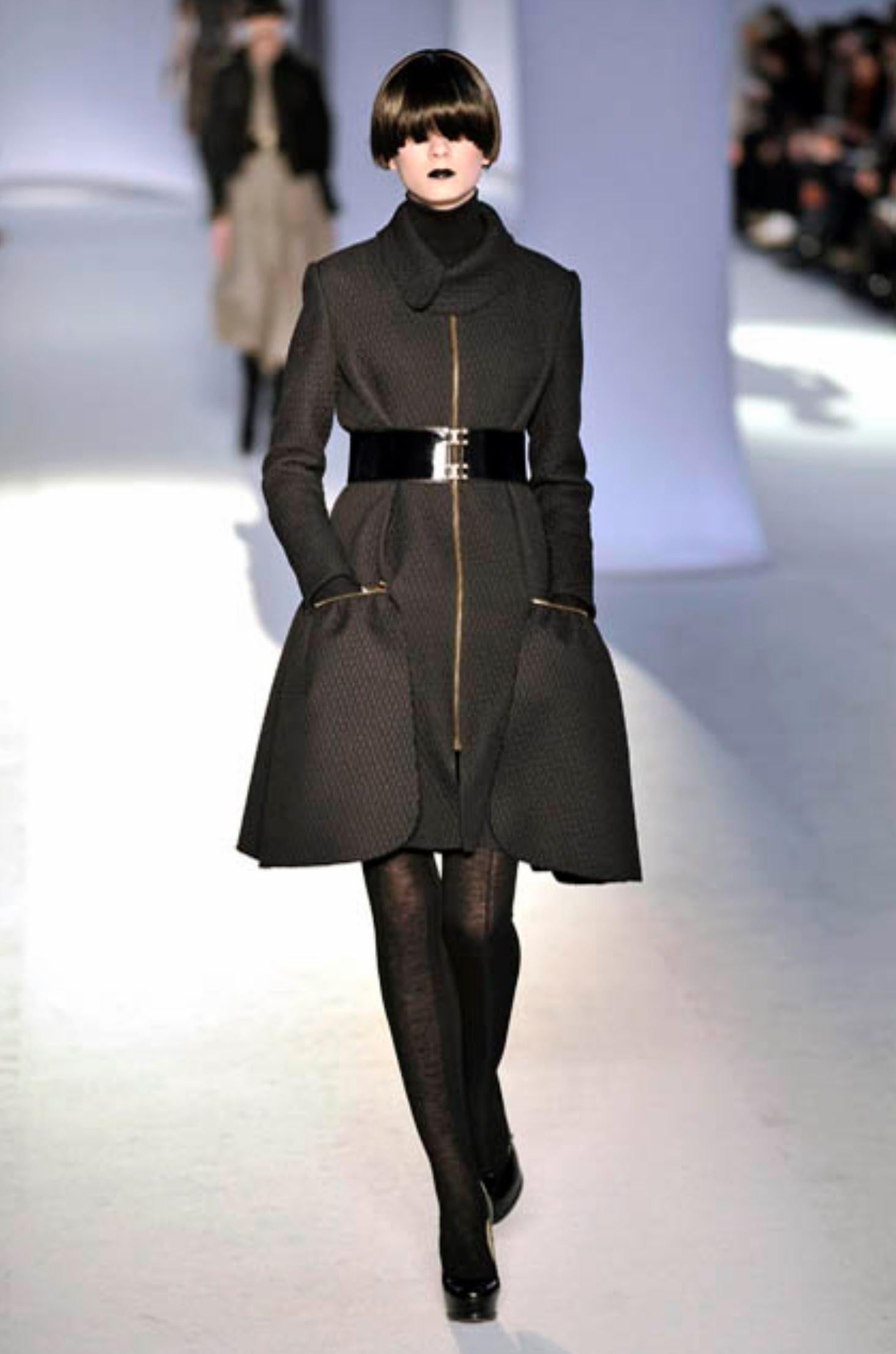Black New Yves Saint Laurent YSL F/W 2008 Naomi Campbell Quilted Coat Dress Sz Fr42 For Sale