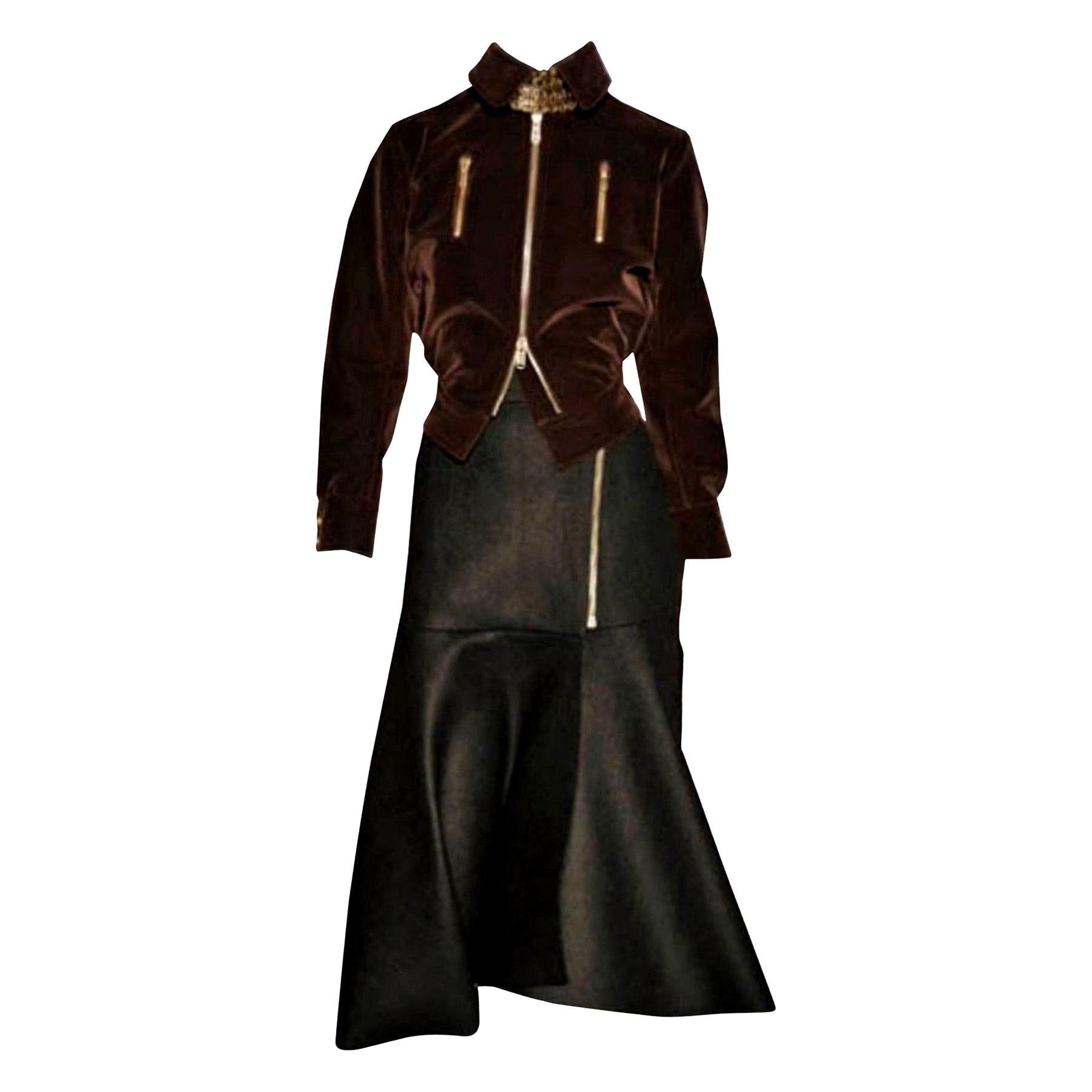 New Yves Saint Laurent YSL F/W 2008 Runway Heavy Wool Skirt Sz Fr42 For Sale