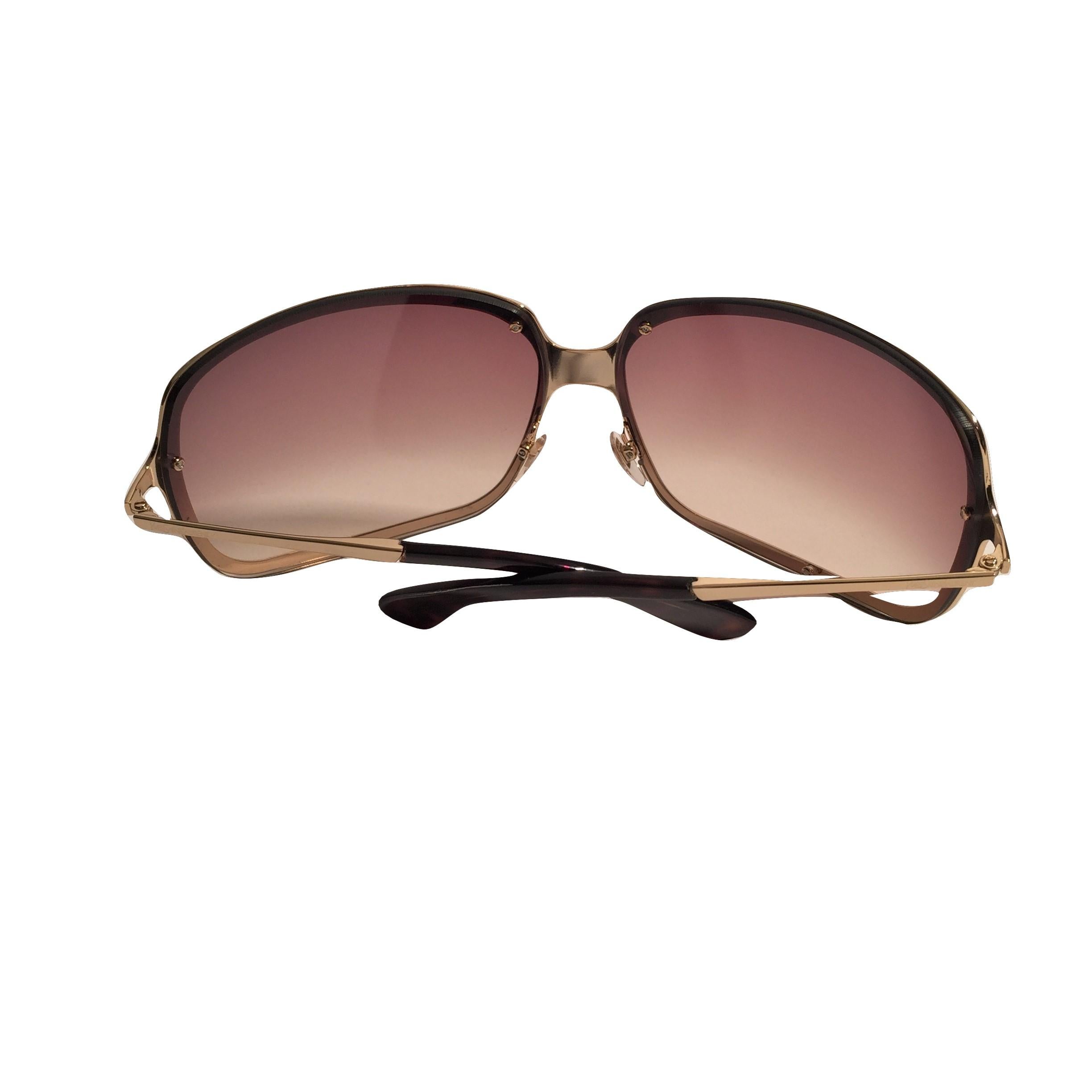 New Yves Saint Laurent YSL Gold Wrap Sunglasses W/ Case 5