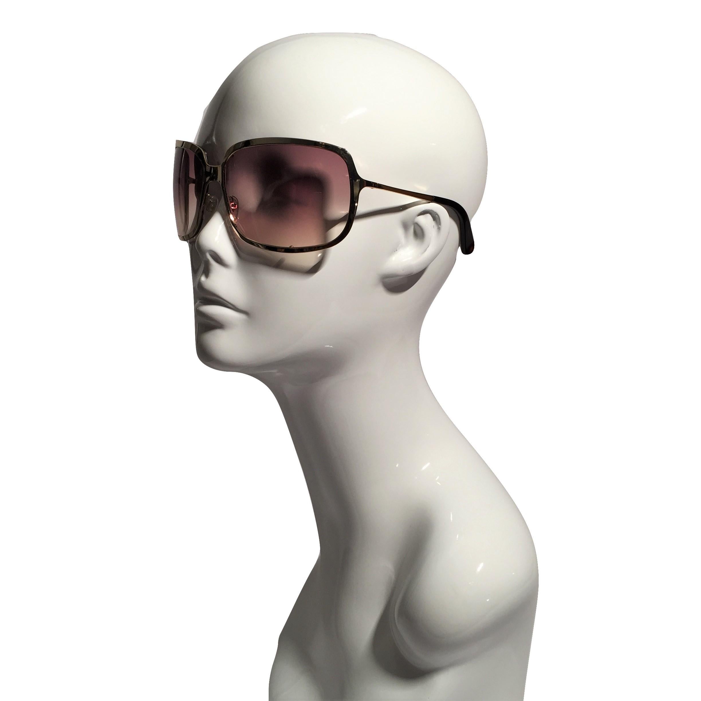 New Yves Saint Laurent YSL Gold Wrap Sunglasses W/ Case 2