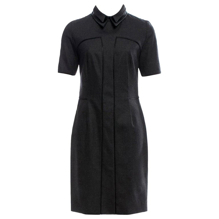 New Yves Saint Laurent YSL Pre-Fall 2012 Wool & Leather Dress  For Sale