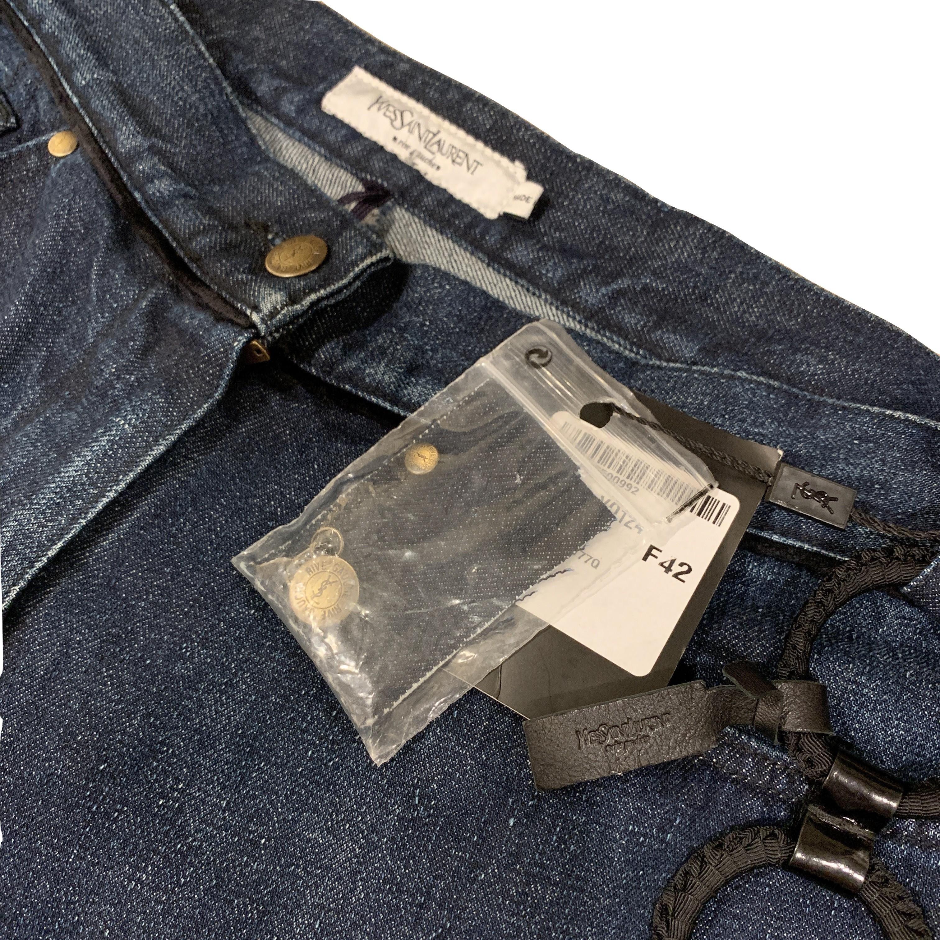 Noir Yves Saint Laurent YSL S/S 2005 - Pantalon en jean cloche, taille 42, 795 $