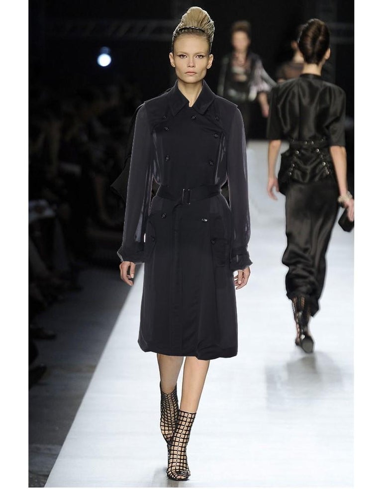 New Yves Saint Laurent YSL S/S 2009 Sheer Trench Coat Jacket Sz 38 For