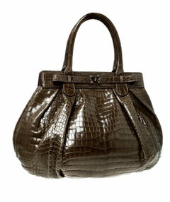 NUOVO Zagliani XL Borsa a tracolla in coccodrillo esotico Tote Hobo Purse