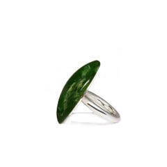 New Zealand Flower Jade Dome Ring Sterling Silver