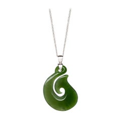 New Zealand Jade Necklace Sterling Silver