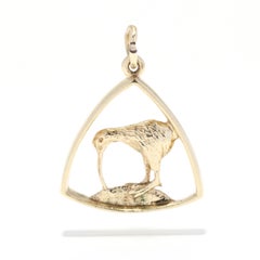 Charm con uccello Kiwi della Nuova Zelanda, oro 14K, charm a forma di triangolo, charm con viaggiatore del mondo