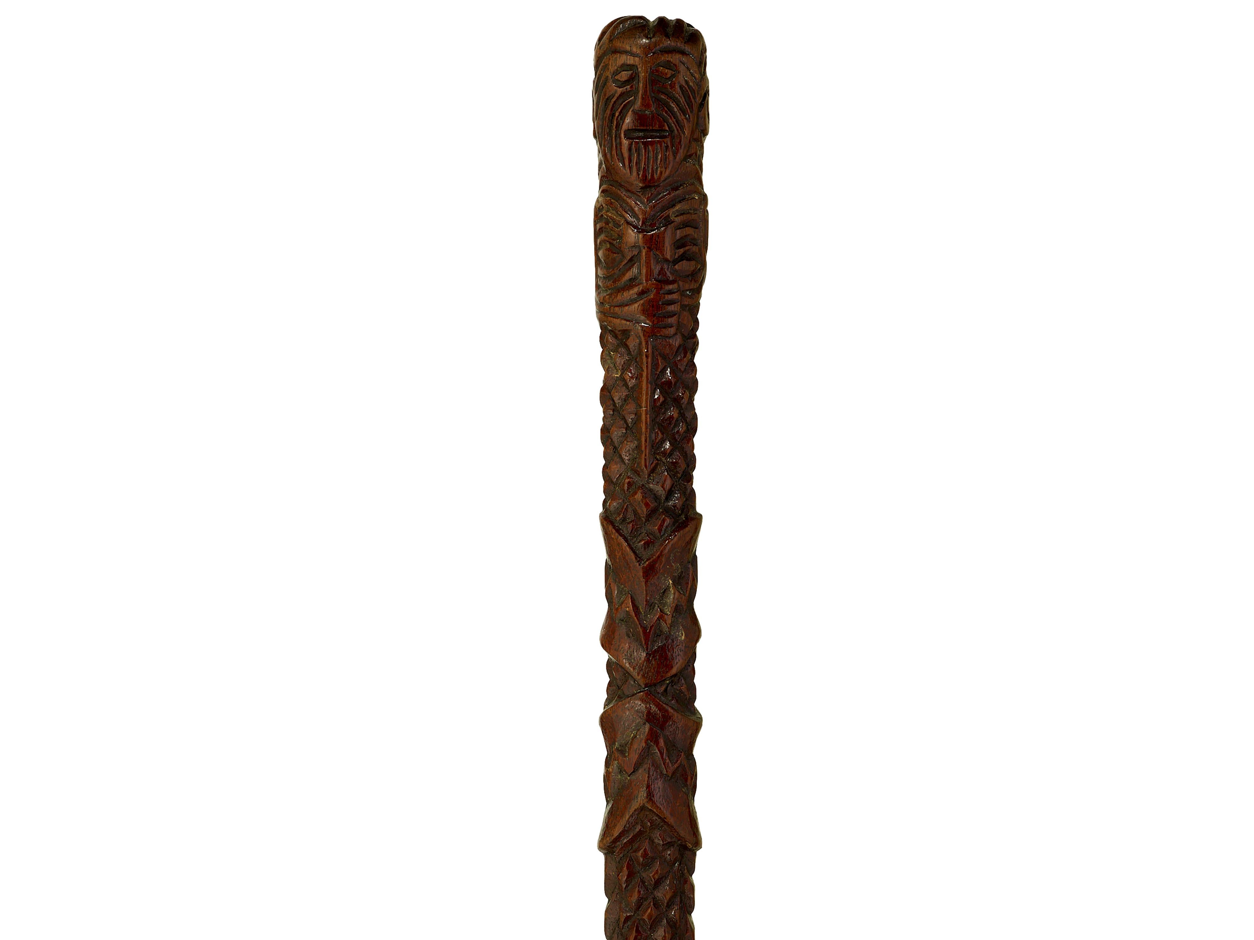 Oceanic New Zealand Mauri walking cane For Sale