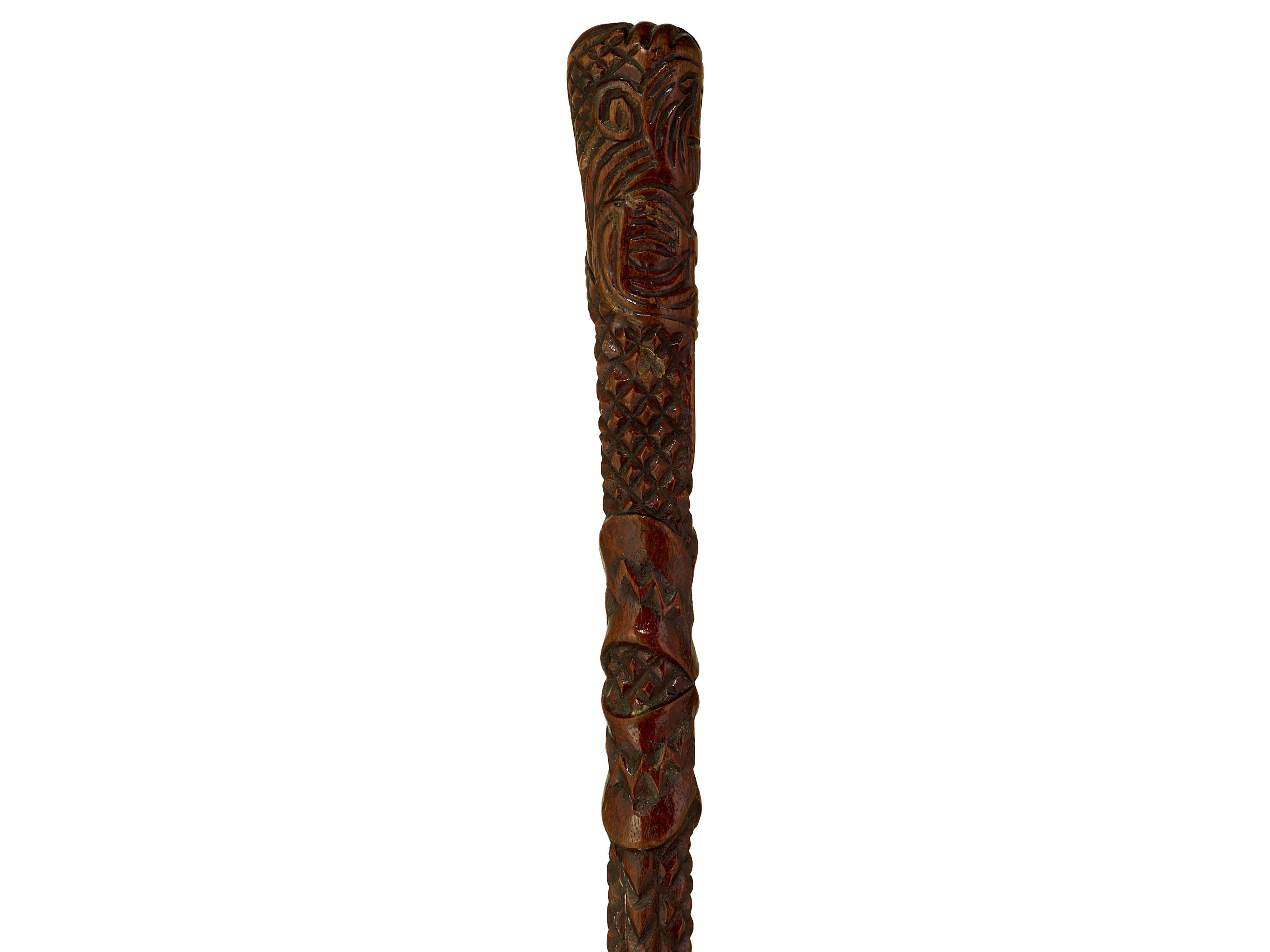 19th Century New Zealand Mauri walking cane For Sale