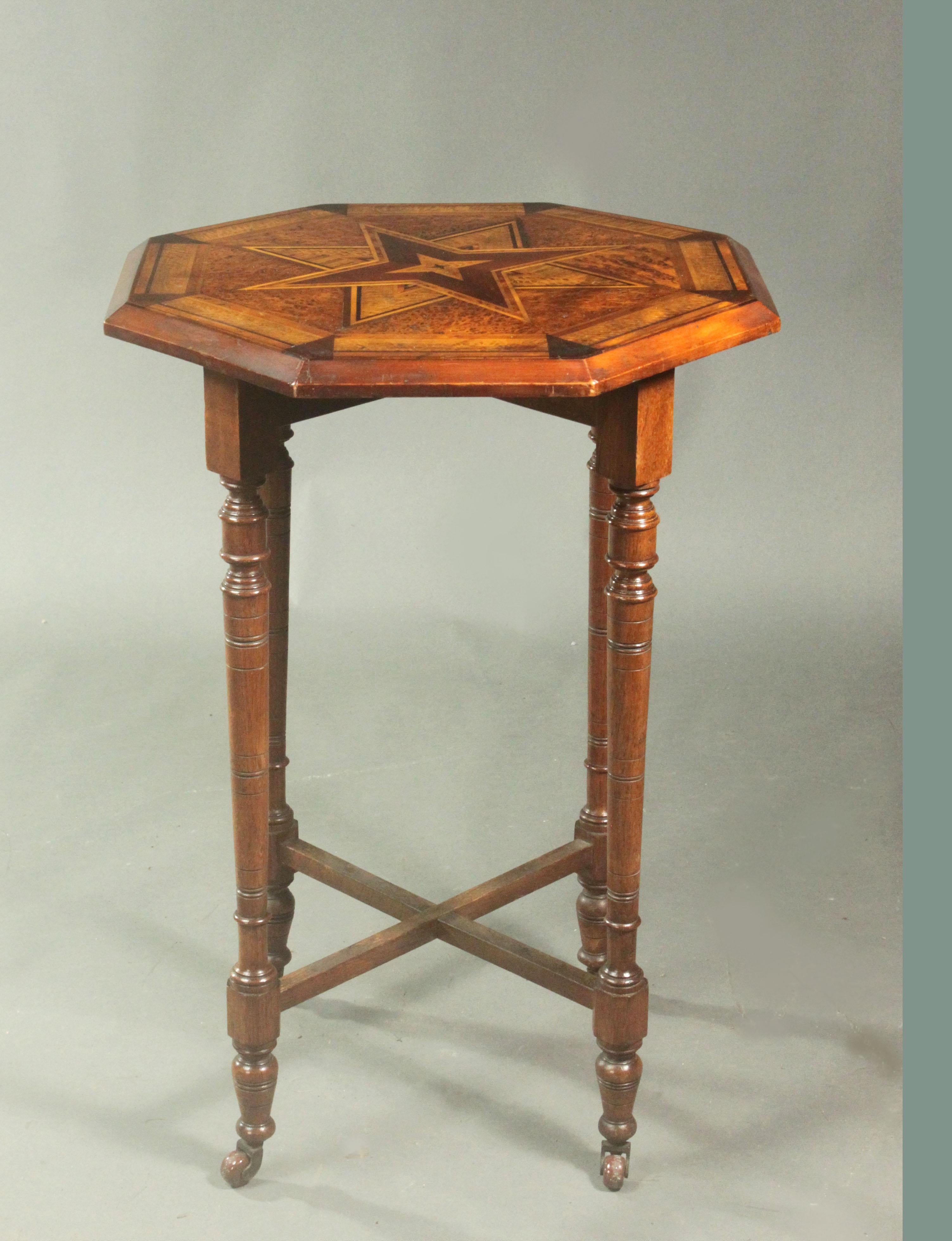 Inlay New Zealand Native Timber Table in the Manner of Anton Seuffert For Sale