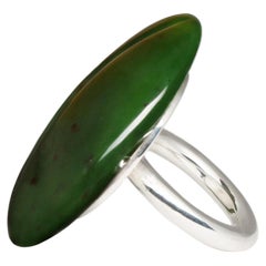 New Zealand Pounamu Jade Ring Sterling Silver