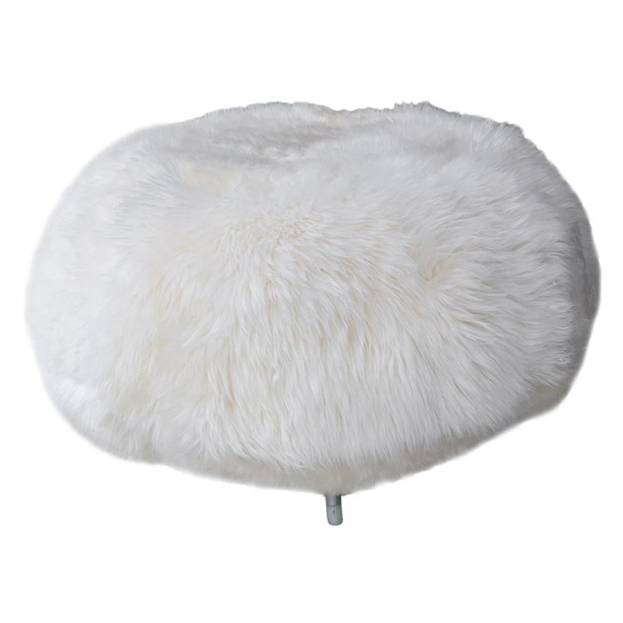 New Zealand Sheepskin Ottoman with Aluminum Legs by Allermuir For Sale